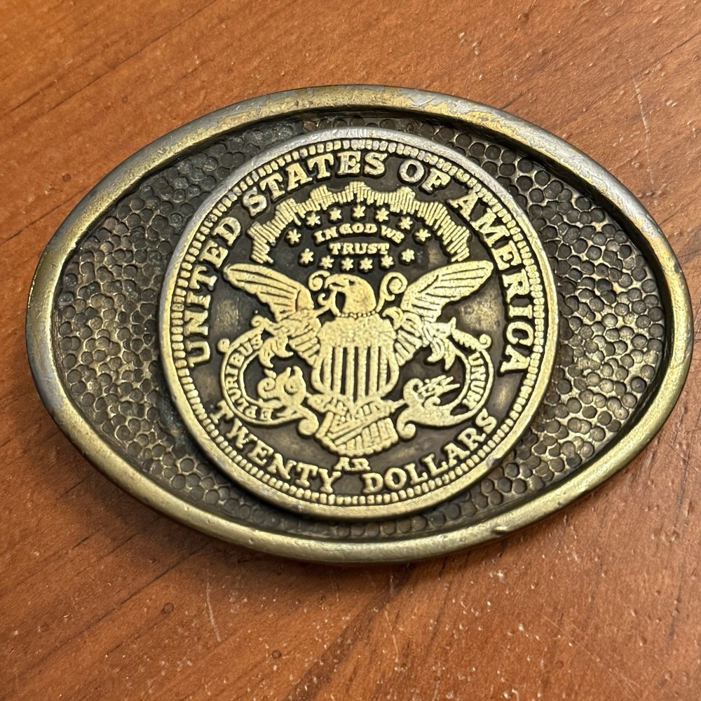 United States of America Twenty Dollars In God We Trust Eagle Belt Buckle USA