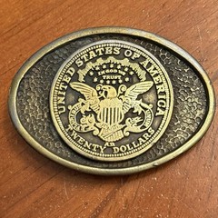United States of America Twenty Dollars In God We Trust Eagle Belt Buckle USA