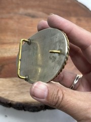 VINTAGE Western German Silver / Brass Triple Horse Head Portrait Engraved Buckle