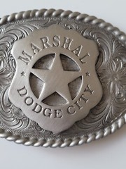 Old West Marshal Dodge City Badge Belt Buckle High Quality Pewter Western Buckle