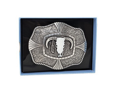 NOCONA ROPE EDGE STEER SKULL BELT BUCKLE
