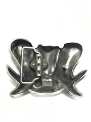 Western Cowboy Boots and Hat Solid Design Belt Buckle with Mini Horseshoe Design