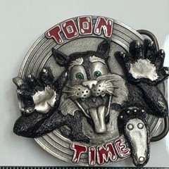 Bergamot 1994 Toon Time Cat Belt Buckle Pewter Made in USA G 77