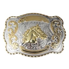 Cinturon Ecuestre Dorado Hebilla Toro Gallo Escorpion Vaquero Cowboy Western