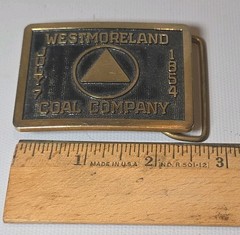 Vintage July 7 1854 Weastmoreland Coal Mining Miners Metal Belt Buckle Colorado