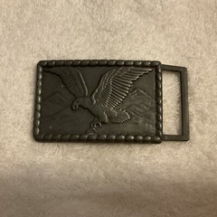 Eagle Belt Buckle Grey Gray 3”x2” Rectangle Patriotic