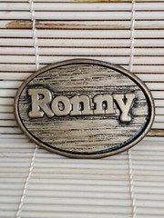 Vintage RONNY Belt Buckle By Oden – Made In USA – 2-3/4”x 2”