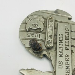 Vintage US Marines CorpBelt Buckle Semper Fidelis Pewter Metal 1995 Globe Anchor