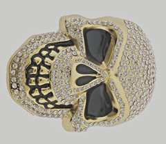 Mens Womens Skulls Skeleton Belt Buckle Gold Pirate Metal Gothic Tattoo Tribal