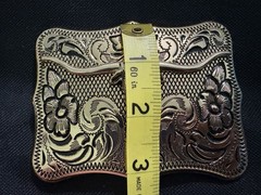 Western Bull Head Floral Engraved Silver Metal Belt Buckle Fits 2in Belt