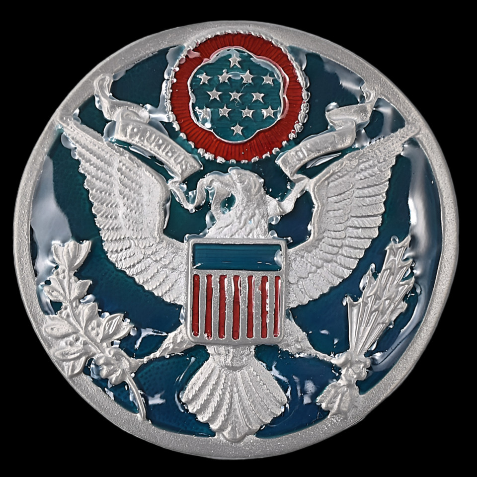 E Pluribus Unum Eagle Crest Patriotic Belt Buckle