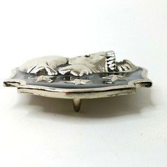 Metal & Enamel 4&Prime; Skull Skeleton Belt Buckle Black & Silvertone W/ Stars