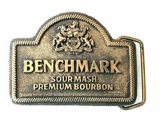 Benchmark Sour Mash Premium Bourbon Vintage 1970 Belt Buckle Indiana Metal Craft