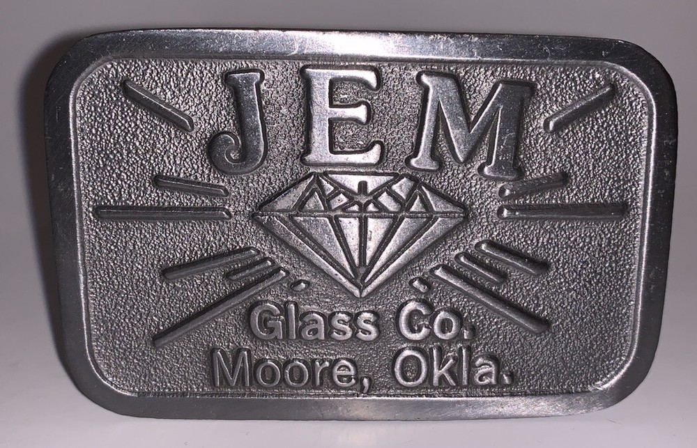 PEWTER Belt Buckle JEM GLASS CO. Moore, Oklahoma by HIT LINE