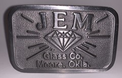 PEWTER Belt Buckle JEM GLASS CO. Moore, Oklahoma by HIT LINE