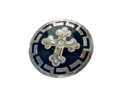 Western Mens Belt Buckle 3.25 x 3.25 in Southern Cross Cowboy Black Silver 1.5
