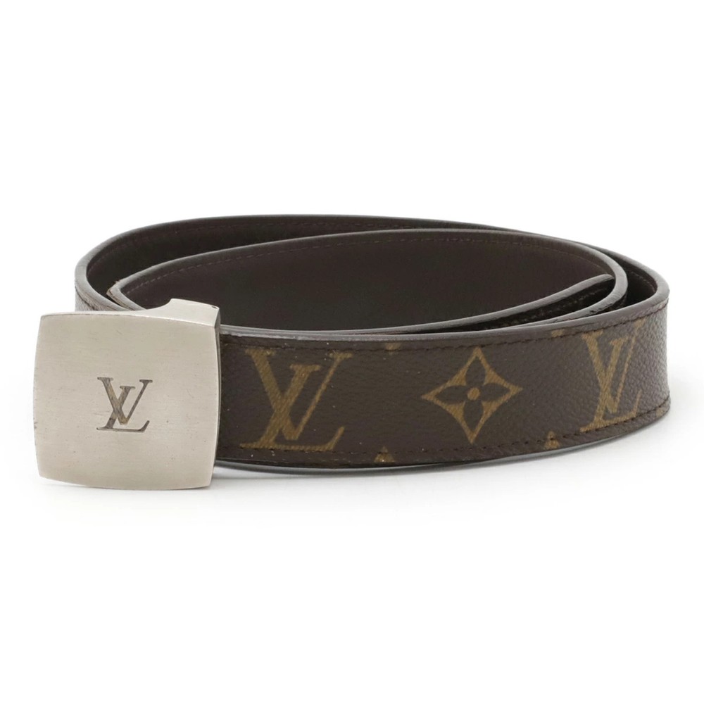 LOUIS VUITTON Monogram Suntulle Cut Belt Men&rsquo;s Men&rsquo;s Silver Hardware