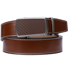 Drowsmen Leather ratchet belt 1 3/8&Prime; with Click Sliding Cognac Belt