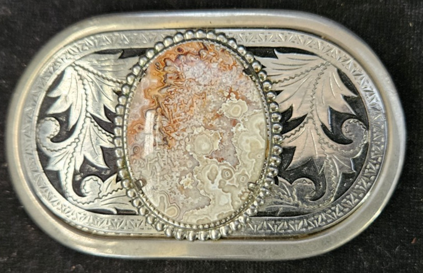 Polished Agate Western belt buckle