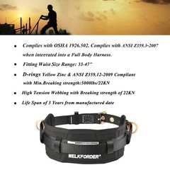 WELKFORDER Tongue Buckle Body Belt With Waist Pad and 2 Side One Size, Black