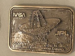 Brass Nasa belt Buckle New Wrapped 1987 Project Award Deep Space Satellite
