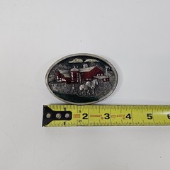 Vintage Bergamot Farm Barn Horses Belt Buckle R149 1984
