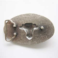 Longhorn Bull Western White Enamel Metal Belt Buckle