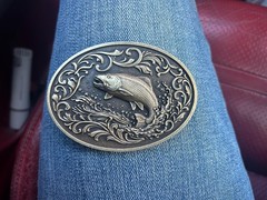 Western Fish Belt Buckle Angler Trout Salmon Silver Bronze Cowboy Style