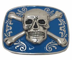 Jolly Roger Pirate Flag Belt Buckle Crossbones Skulls