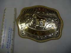 NWASCA JUSTIN SILVER MEXICO STANDING HORSE WESTERN BELT BUCKLE