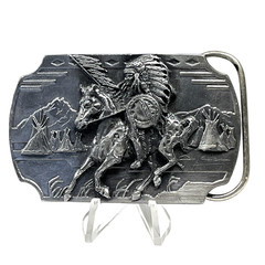 1991 Native American Crazy Horse Sioux Indian Chief Pewter Buckle Arroyo Grande
