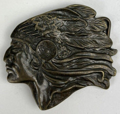 Indian Head Belt Buckle Bronze Brass Made in USA Fashion Buckle