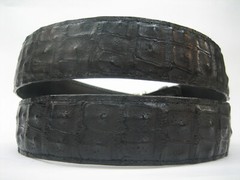 GENUINE HORNBACK CROCODILE BELT 1-3/8&Prime;, W/ 2 PC BUCKLE SET 925 SOLID SILVER USA.