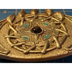 Belt Buckle Silver with inlay and feathers 3-1/2&Prime; Womens Mens Unisex