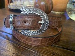 Arnold Goldstein Sterling Silver Belt Buckle 14K Gld 37-39-1.25” JR Belt 🐊✅