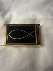 Vintage Aurum Dallas Christian Fish Interchangeable Belt Buckle Gold Tone