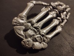 Rare Vintage 1993 Pagan Made In England Skeleton Death Hand Belt Buckle Rare 6”