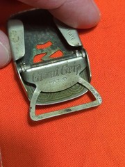 vintage 1940s antique SILVER PLATE belt buckle « M » brass GIANT GRIP western