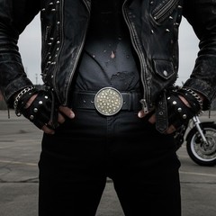Men Silver Metal Fashion Biker Buckle Skeleton Brown Mini Skulls Bold Statement