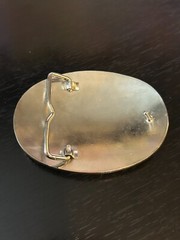 Vintage Collectible Initial Metal Two Tone Swirls Belt Buckle