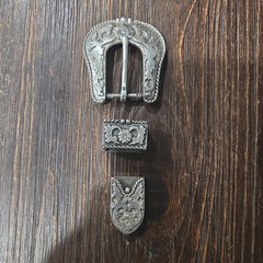 Western Floral Engraved Silver Metal Belt Buckle Set Fits 1 in Belt