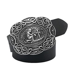 Celtic Cross Horse Religious Belt Buckle Western Cowboy for Men Leather Snap