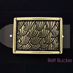 Rectangular Belt Buckle with Gingko Leaves Vintage Silver Natural Design