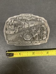 Durango & Silverton High Line Steam Locomotive Train C + J Belt Buckle 1986 USA
