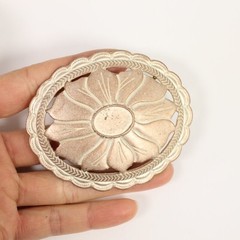 Floral Ornament Belt Buckle 4cm, Elegant Design in Roseperla & Dark Silver