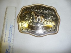 NWASCA JUSTIN SILVER MEXICO STANDING HORSE WESTERN BELT BUCKLE