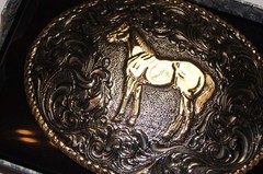 Crumrine M&F Western Oval Standing Horse Silver Bronze tone C02112
