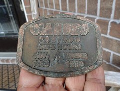 vintage CIANBRO Construction Pittsfield, ME ANACORTES BRASS BELT BUCKLE ~1989~