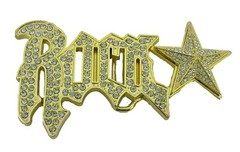 Rock Rebel Silver Famous Star & Strapes Belt Buckle Silver Gold Bling men women