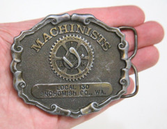 Machinists Snohomish Local 130 Belt Buckle Solid Metal Men&rsquo;s Brown 6.6 oz BB409